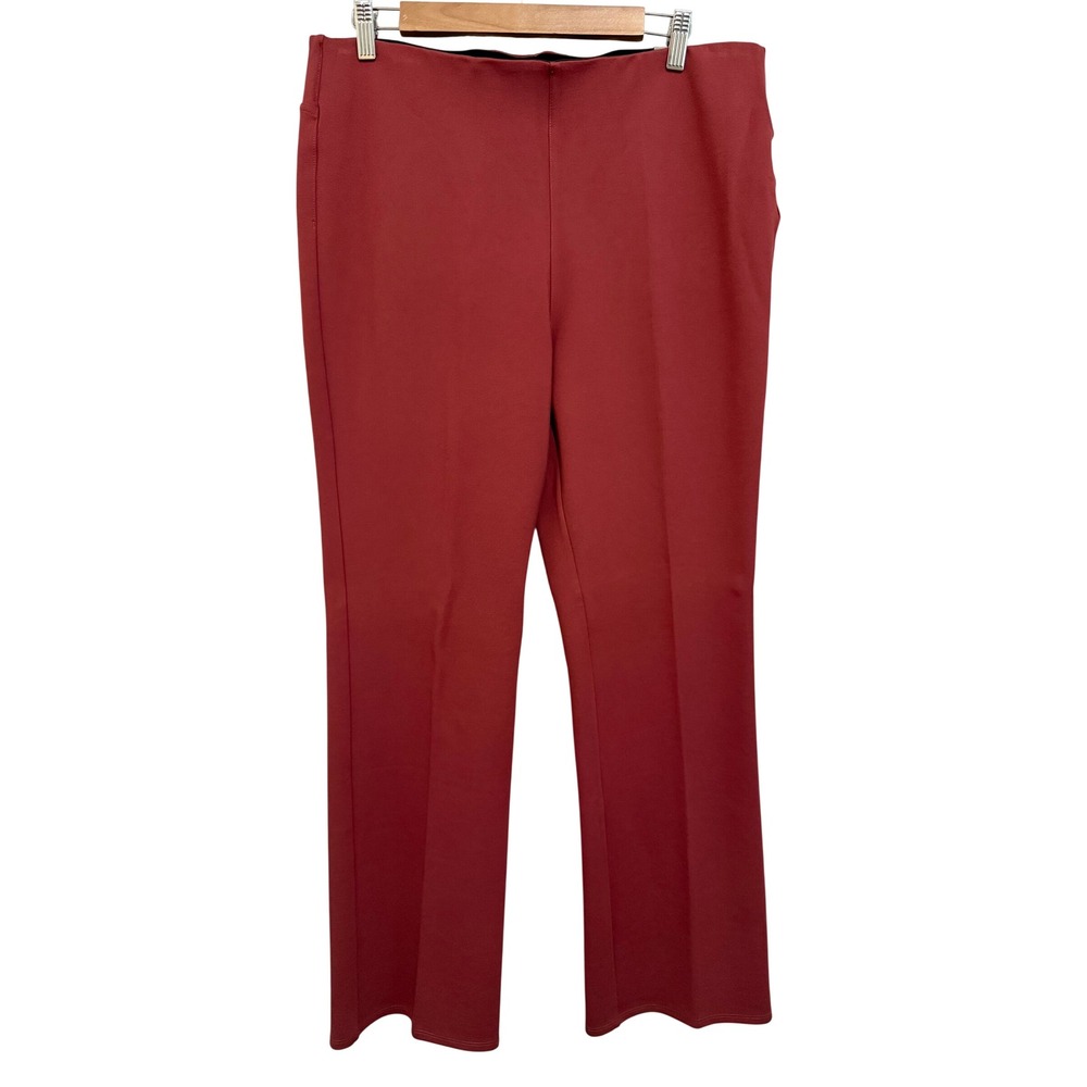 New Soft Surroundings Women Pants L Red Perfect Ponte Bootcut Stretch Work Caree